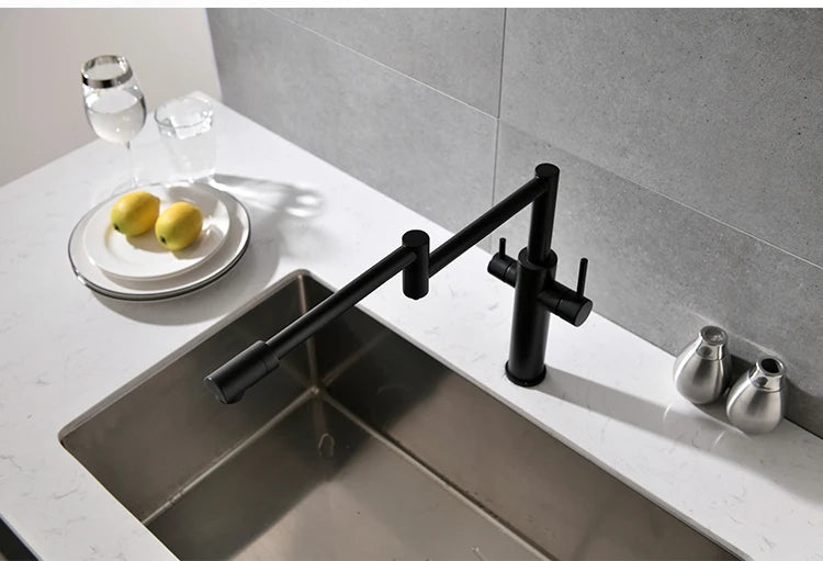 Water Purifier Faucet Black/Nickel Cold Universal Pull Straight