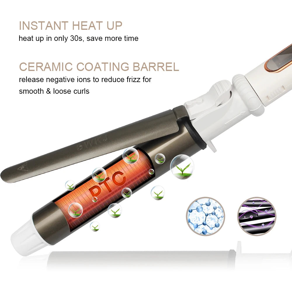 Ushow Curling Iron Tourmaline Ceramic Technology Digital Controls