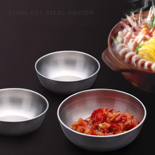 1pc Small Stainless Bowl Soy Sauce Dish Dessert