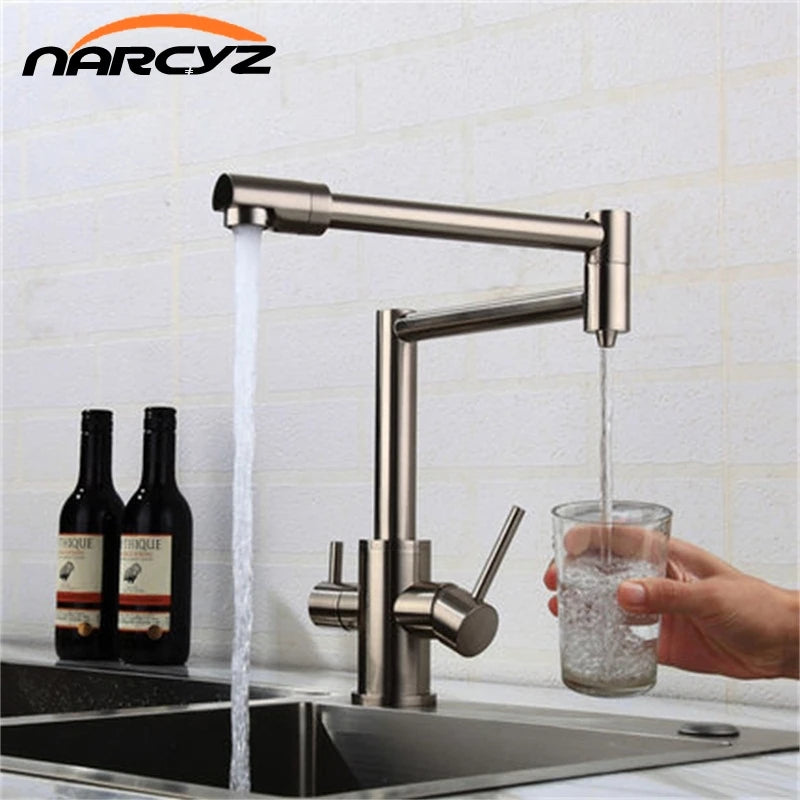 Water Purifier Faucet Black/Nickel Cold Universal Pull Straight