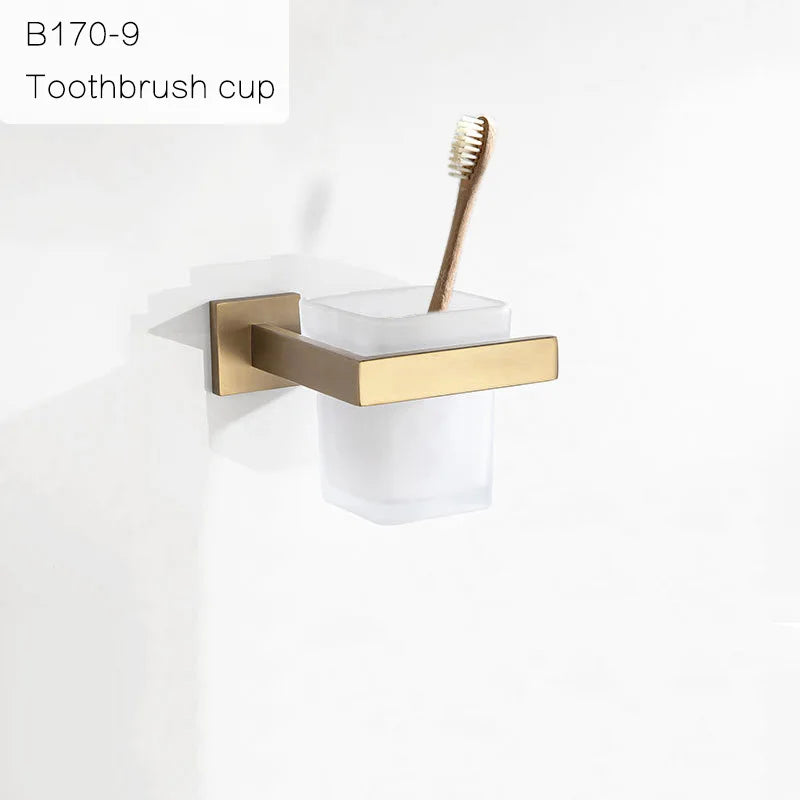 Gold Brushed Bathroom Hardware Towel Bar Rail Toilet