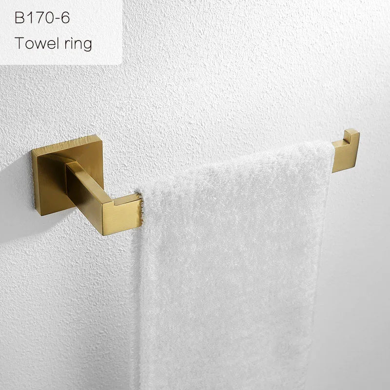 Gold Brushed Bathroom Hardware Towel Bar Rail Toilet