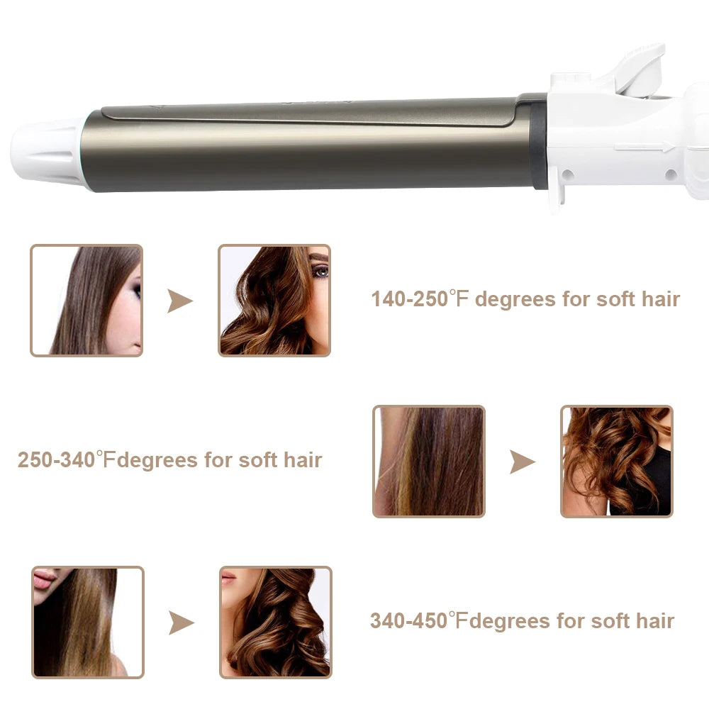 Ushow Curling Iron Tourmaline Ceramic Technology Digital Controls