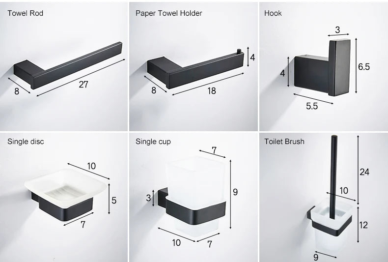 Matte Black Hook Towel Rack 304 Stainless Steel