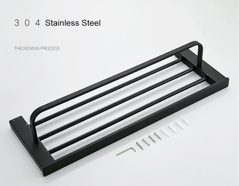 Matte Black Hook Towel Rack 304 Stainless Steel