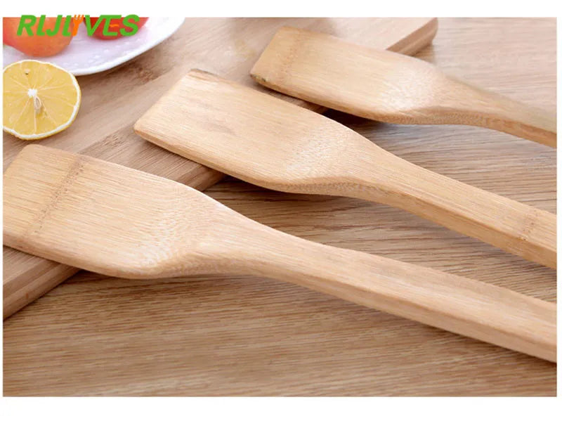 1pc Natural Health Bamboo Wood Slotted Spatula Spoon