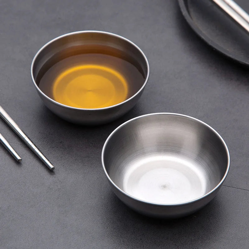 1pc Small Stainless Bowl Soy Sauce Dish Dessert