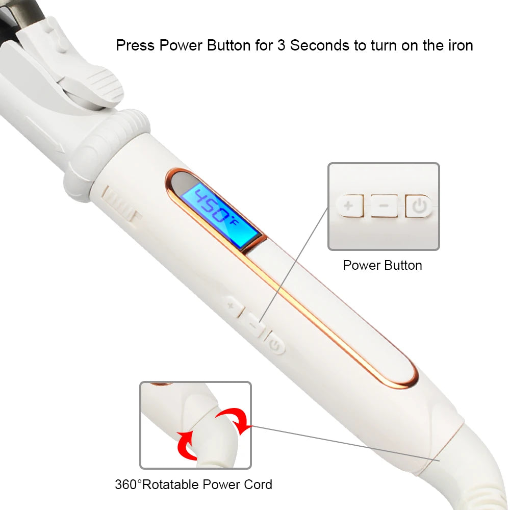 Ushow Curling Iron Tourmaline Ceramic Technology Digital Controls