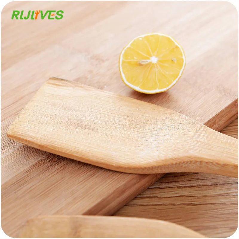 1pc Natural Health Bamboo Wood Slotted Spatula Spoon