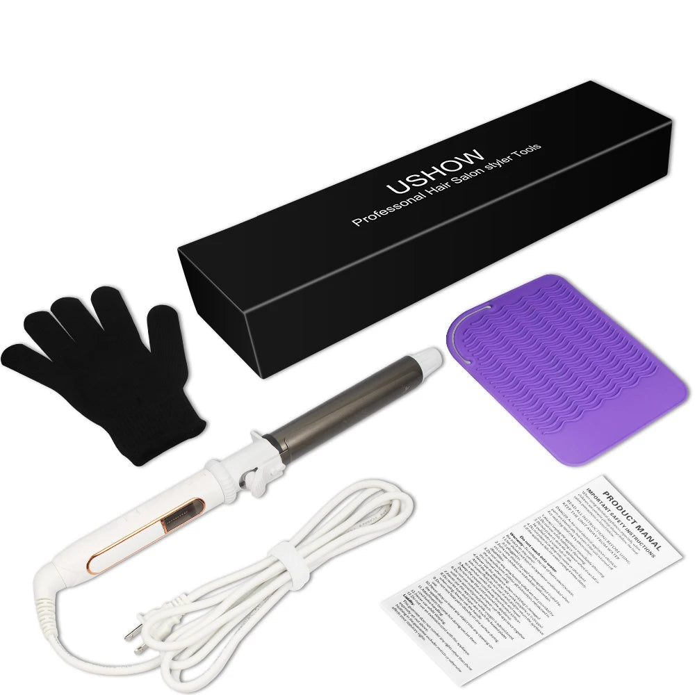 Ushow Curling Iron Tourmaline Ceramic Technology Digital Controls