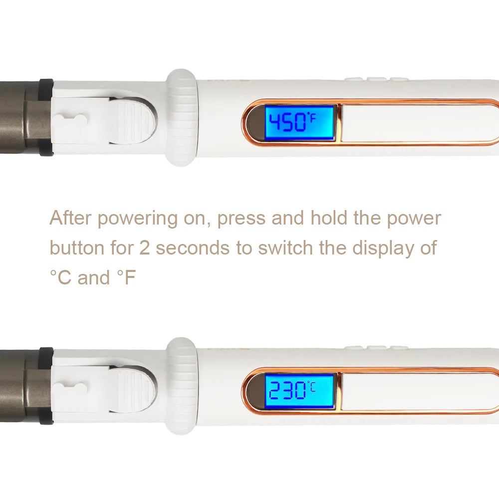 Ushow Curling Iron Tourmaline Ceramic Technology Digital Controls