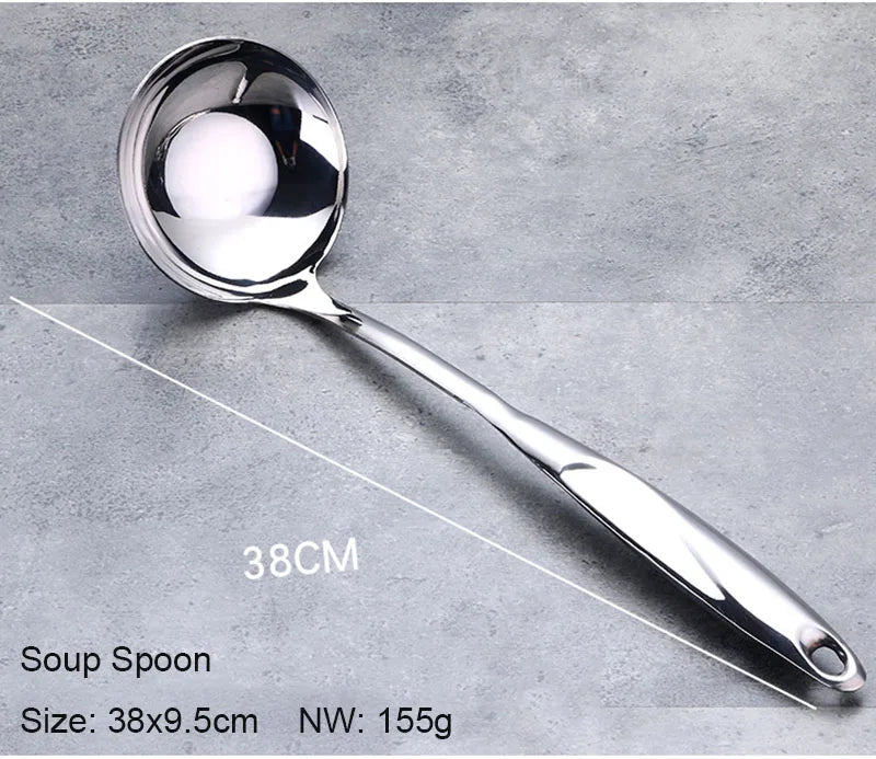 1/6pcs Stainless Steel Cooking Utensils Heat-Resistant Handle -