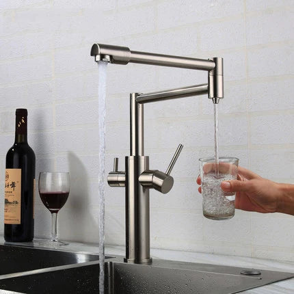 Water Purifier Faucet Black/Nickel Cold Universal Pull Straight