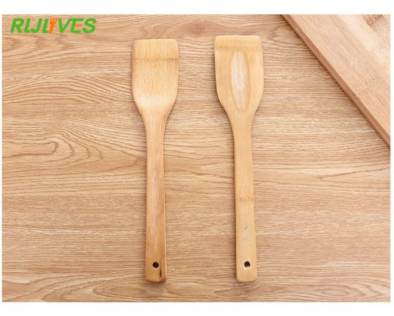 1pc Natural Health Bamboo Wood Slotted Spatula Spoon