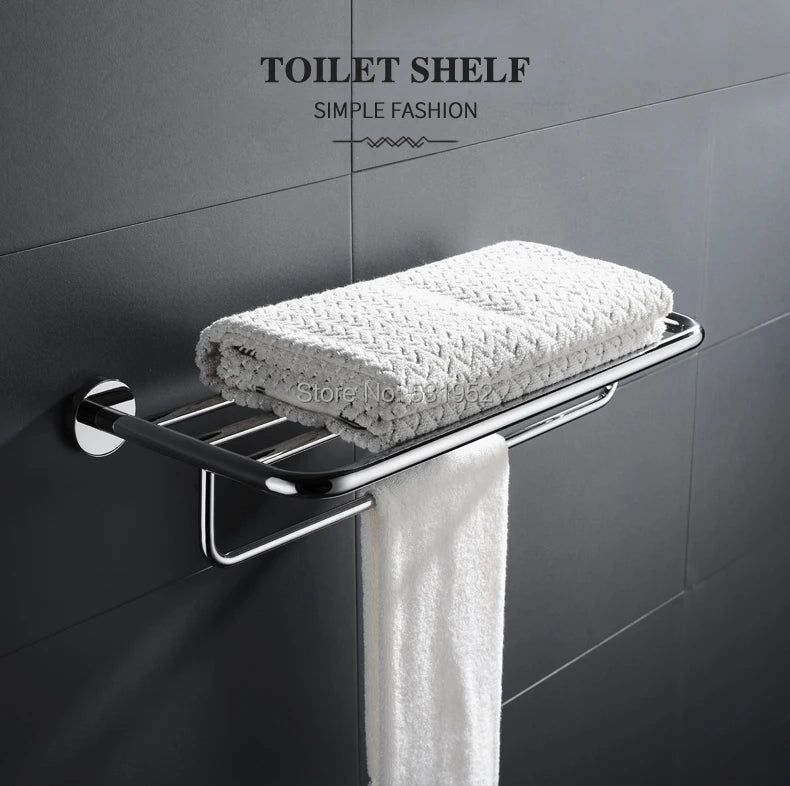Bathroom Towel Rack Shelf Paper Holder Stainless Steel