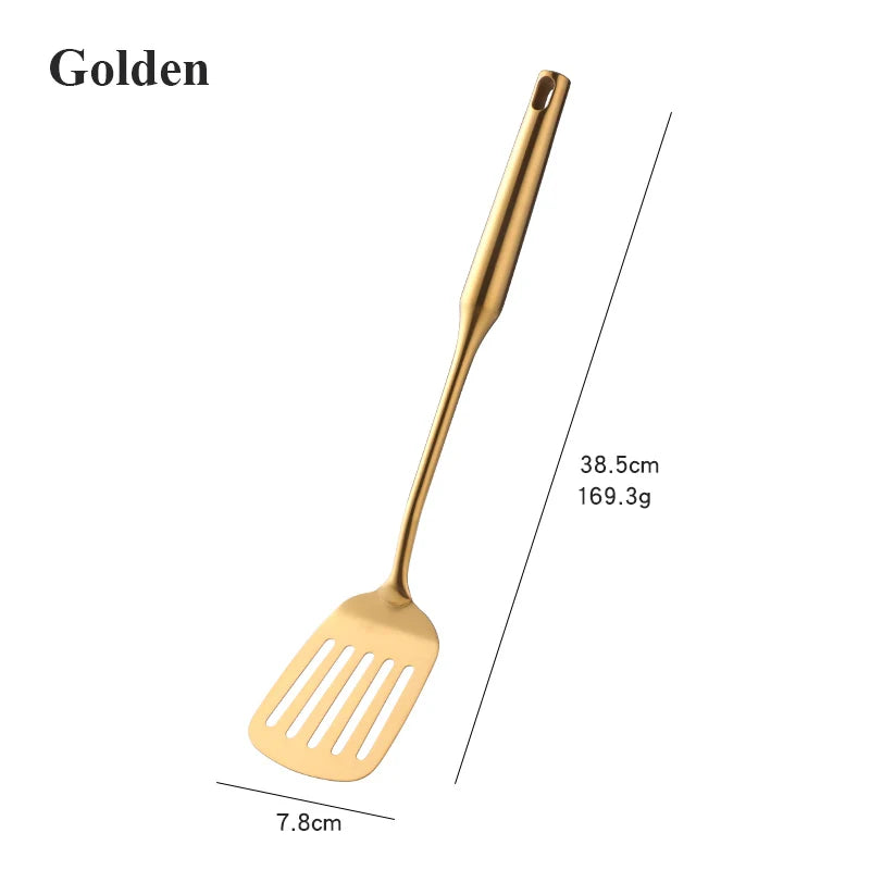 1pc Stainless Steel Cooking Gold Soup Ladle Spoon