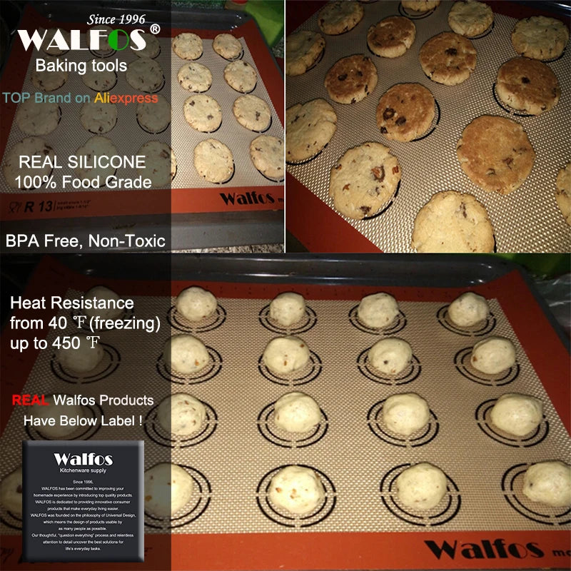 Walfos Non-Stick Silicone Baking Mat Pad Sheet Baking