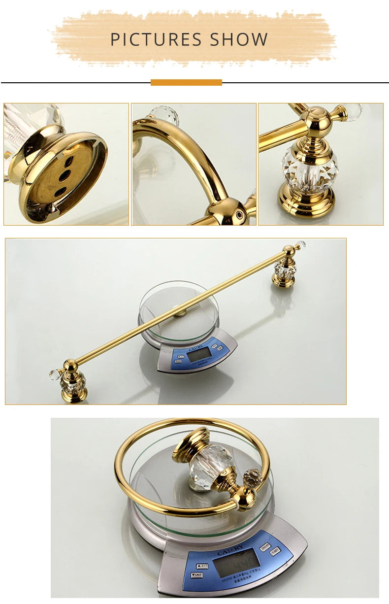 Zgrk Classical Bathroom Hardware Gold Polished Bath Wall-Mounted