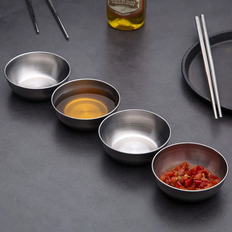 1pc Small Stainless Bowl Soy Sauce Dish Dessert