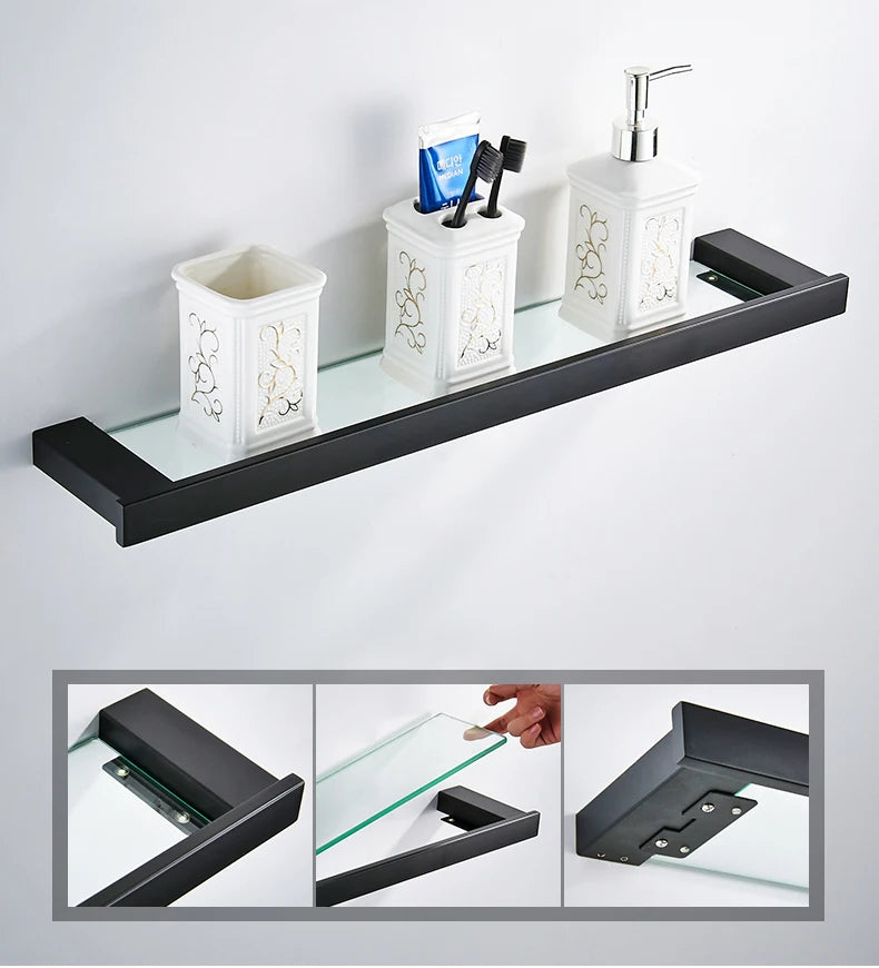 Matte Black Hook Towel Rack 304 Stainless Steel