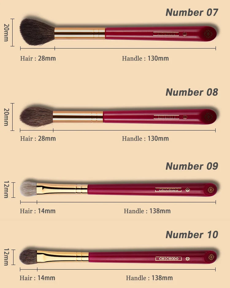 Chichodo Makeup Brush-Luxurious Red Rose Series 20pcs Animal