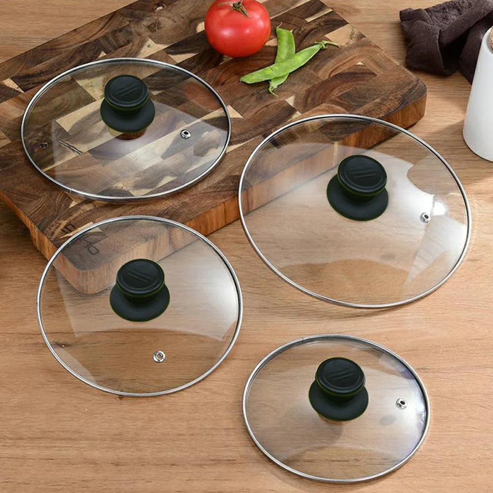16-32cm Tempered Glass Pot Cover Anti-Scalding Circular Frying
