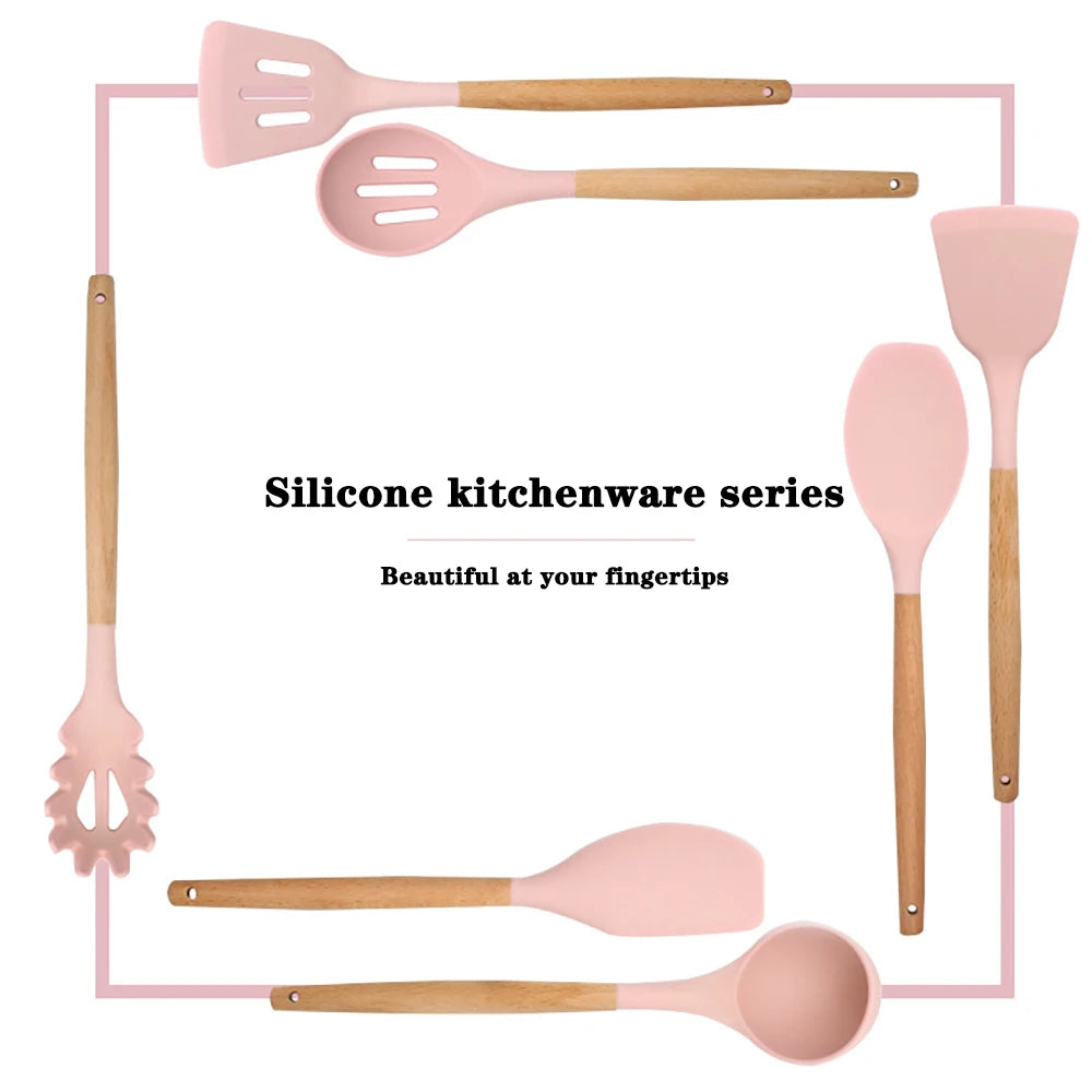 12pcs Silicone Utensils Non-Stick Cookware Spatula Shovel Egg