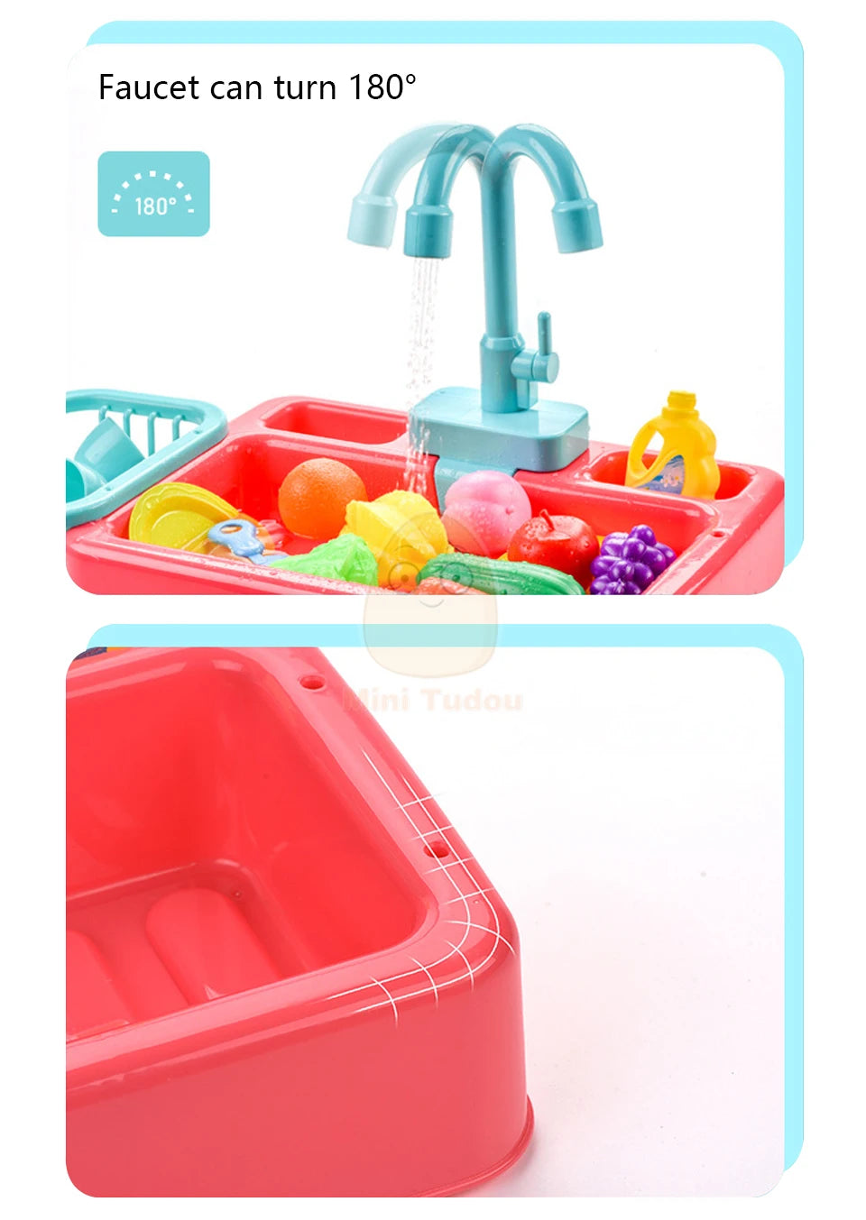 Toy Plastic Dish Wash Sink Children Simulation Pretend
