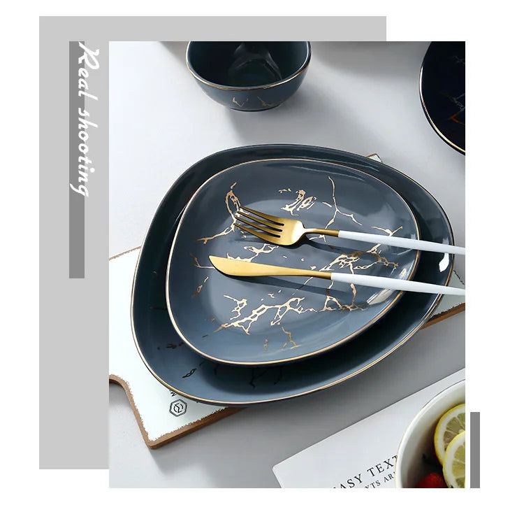 Nordic Dinner Irregular Plates Ins Gold Inlay Dinner