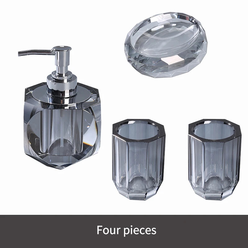 Crystal Glass Bathroom Toothbrush Cup Soap Dish Bottling