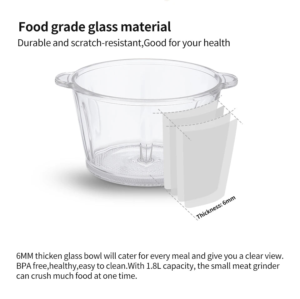 Biolomix 8l Glass Bowl Food Processor Chopper Two