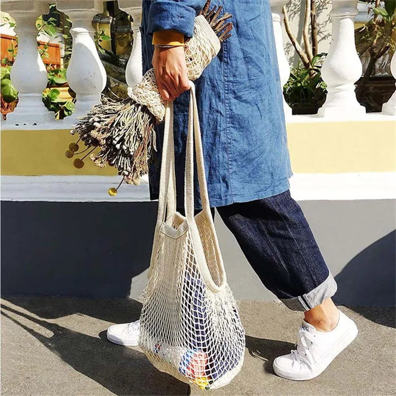 Reusable Cotton Mesh Produce Bags Vegetable Fruit Food