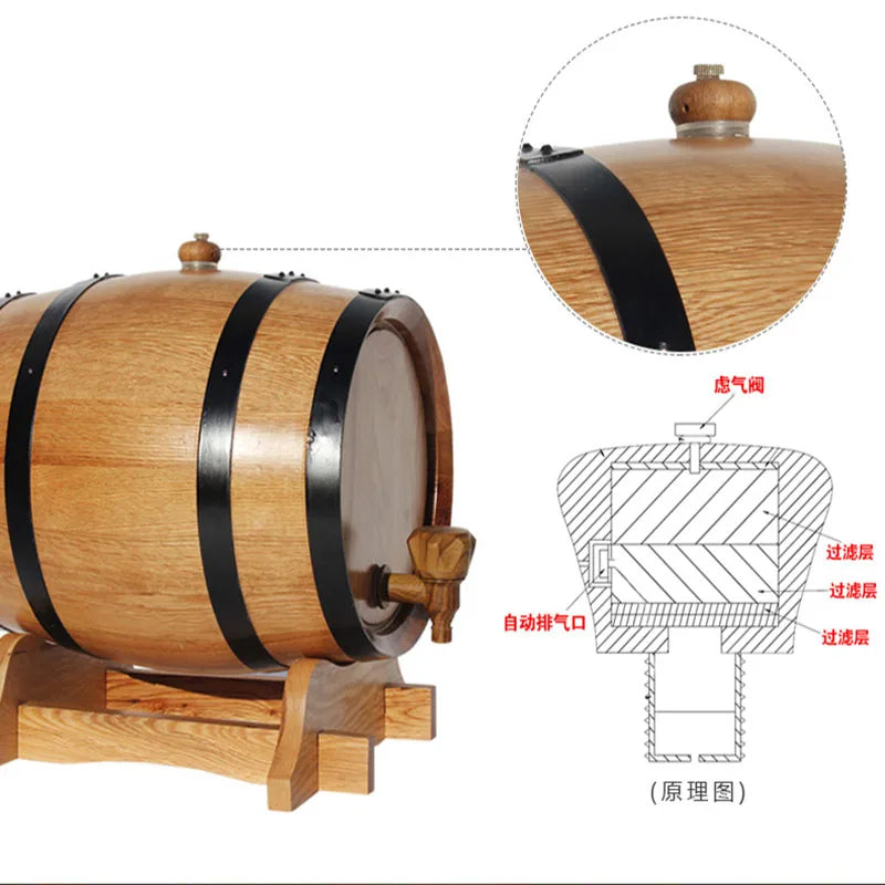 Solid Wood Oak Barrels Wooden Carbonized Barrel Self