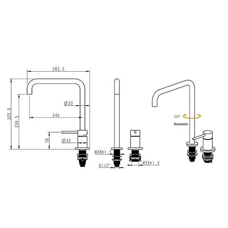 Modern Style Bathroom Basin Mixer Tap Dual Holder