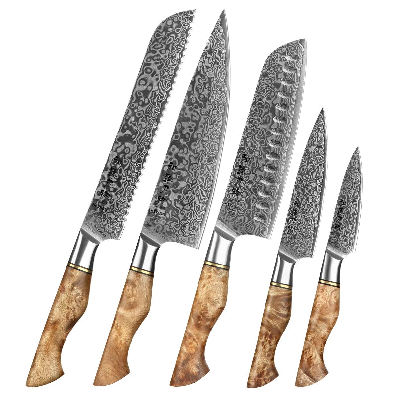 Hezhen Knife 1-7pc Damascus Steel Knives Chef Knife