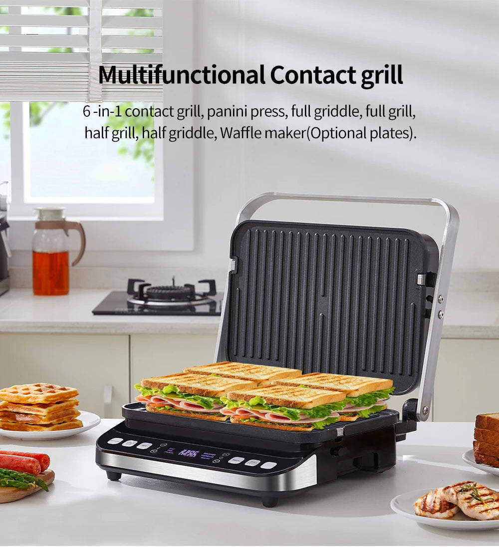 Biolomix 2000w Electric Contact Grill Digital Griddle Panini