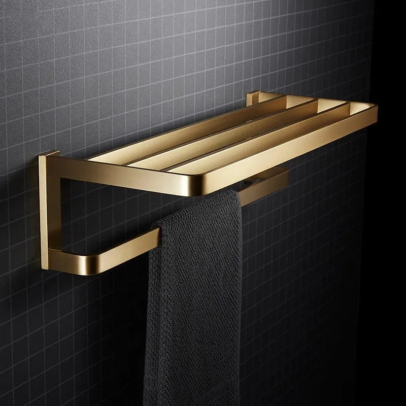 Bathroom Towel Rack Corner Shelf Paper Holder Hook
