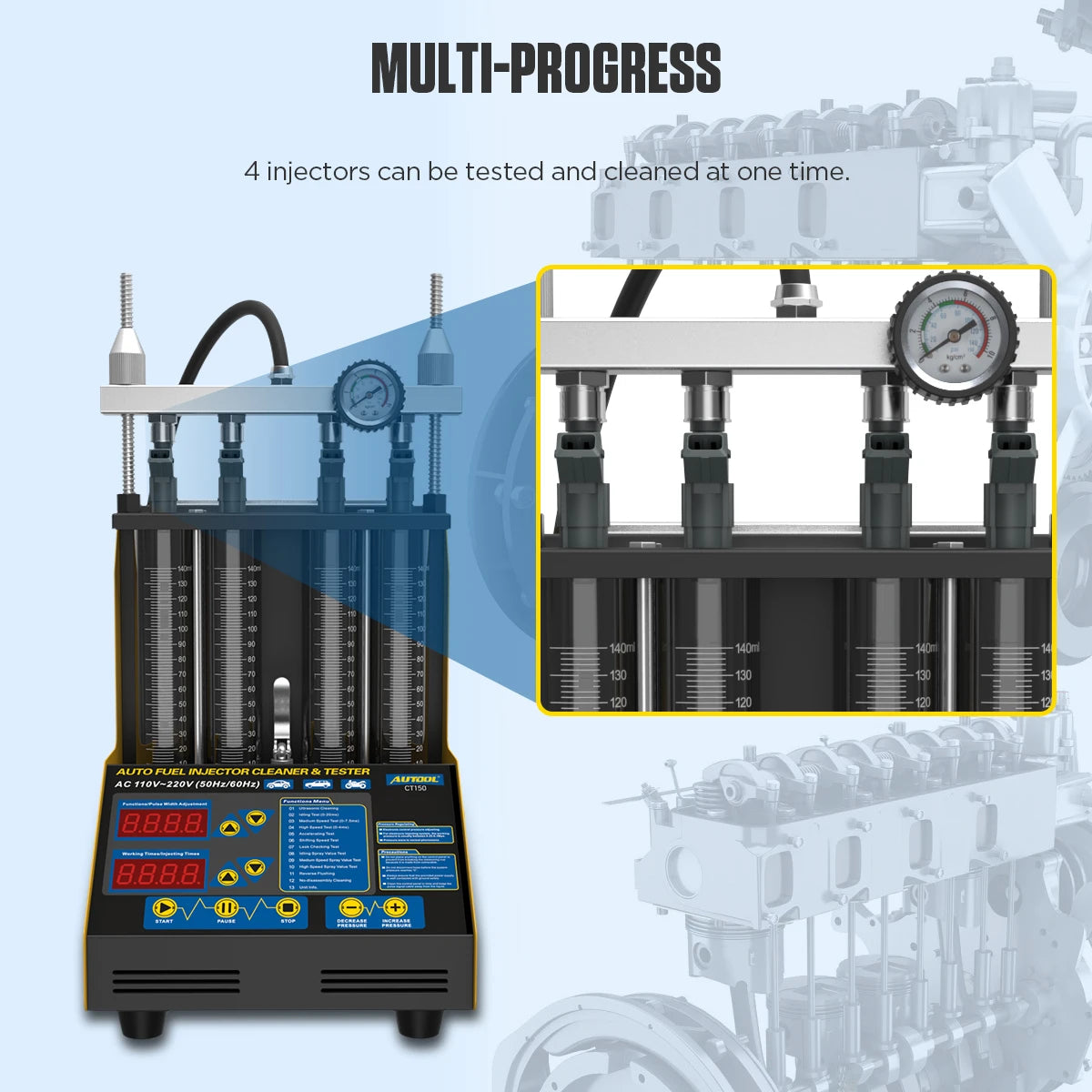 Autool Ct150 Car Fuel Injector Cleaner Tester Cylinders