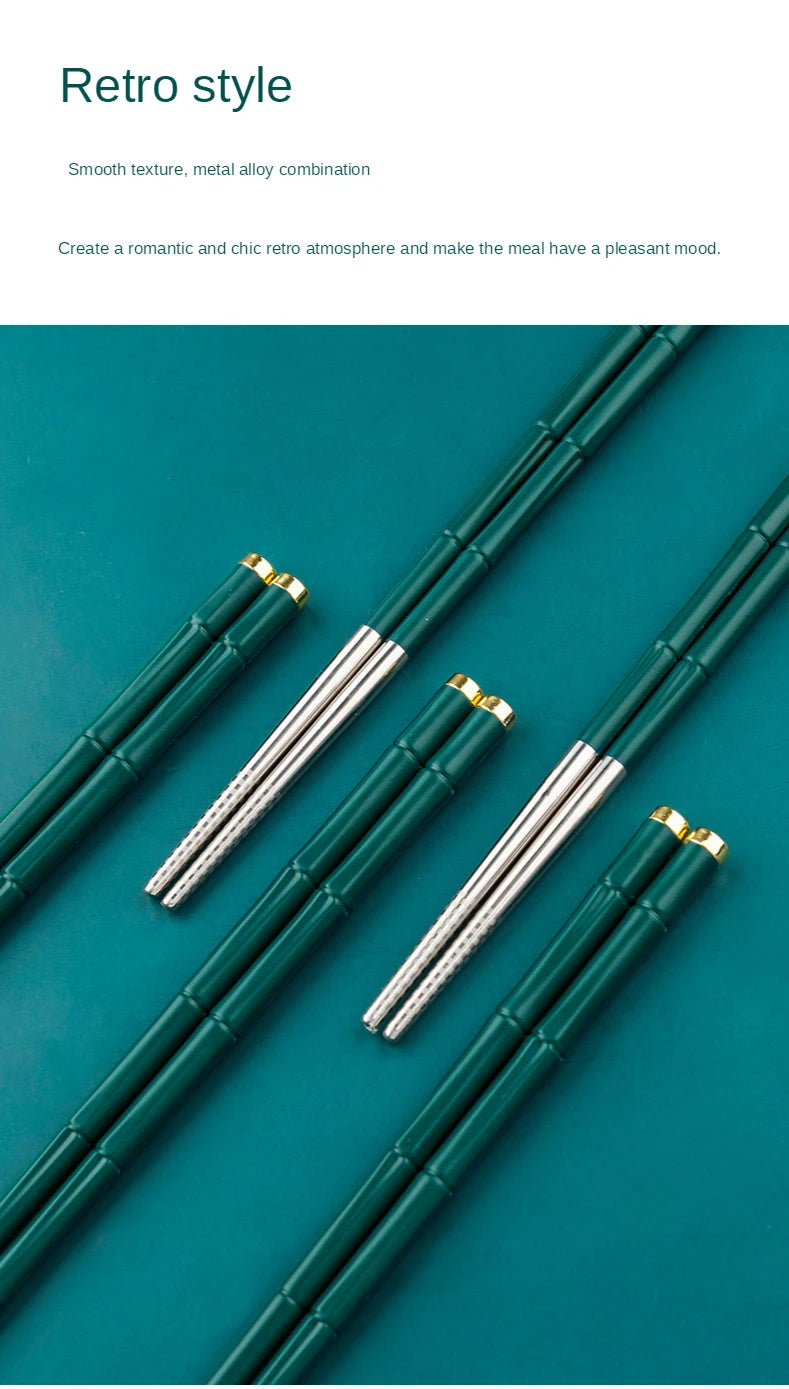 High-End Japanese Stainless Steel Chopsticks Metal Non-Slip Steel