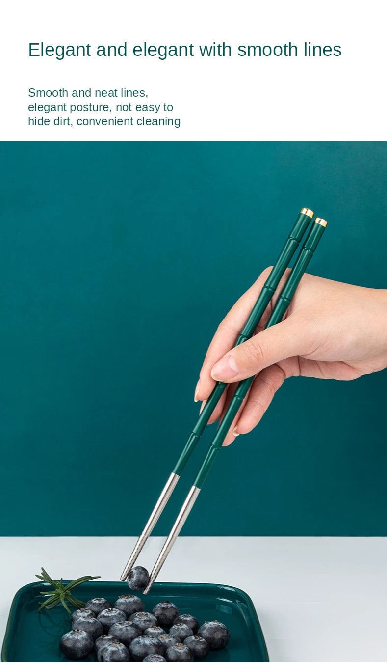 High-End Japanese Stainless Steel Chopsticks Metal Non-Slip Steel