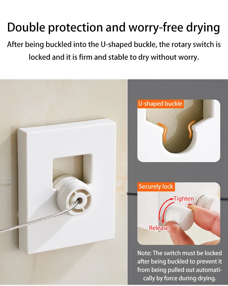 Punch-Free Retractable Clothesline Hotel Wall Hanging Clothes