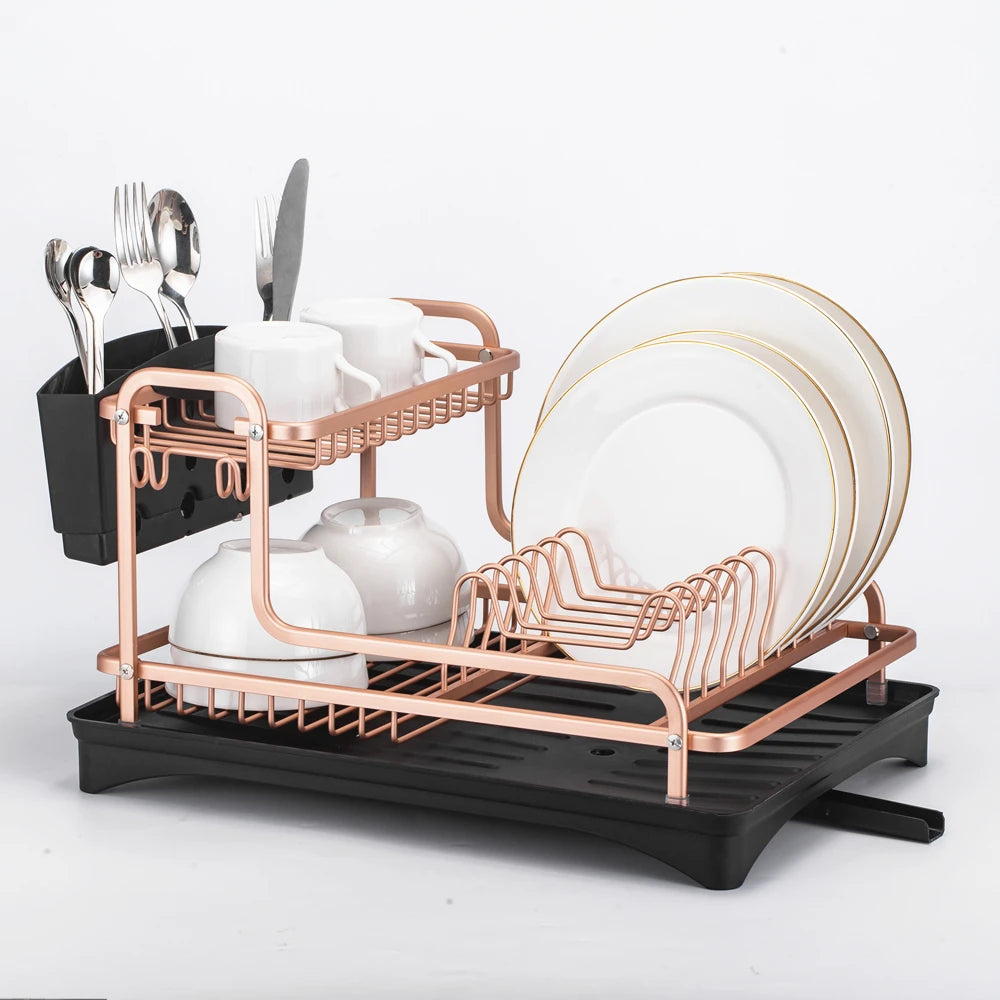 Dish Drying Rack Aluminum Sink Stand Organizer Drainer