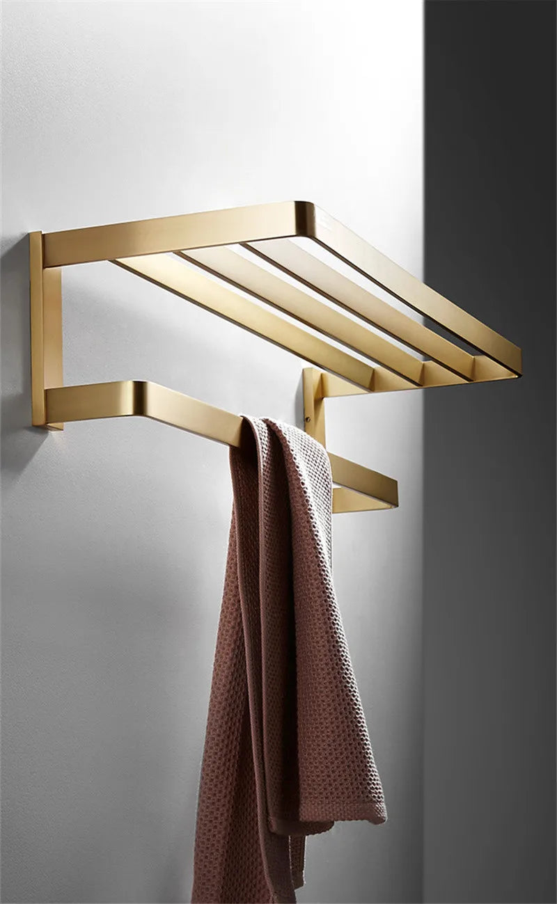 Bathroom Towel Rack Corner Shelf Paper Holder Hook