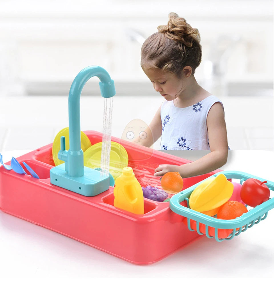 Toy Plastic Dish Wash Sink Children Simulation Pretend