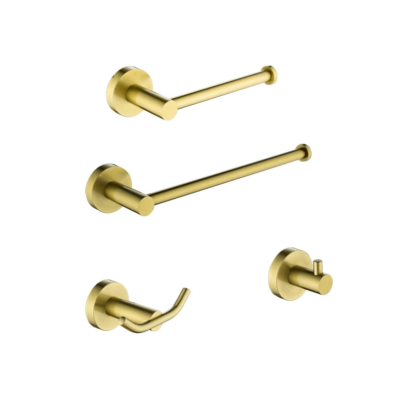 Brushed Gold Bathroom Towel Rack Toilet Brush Roll