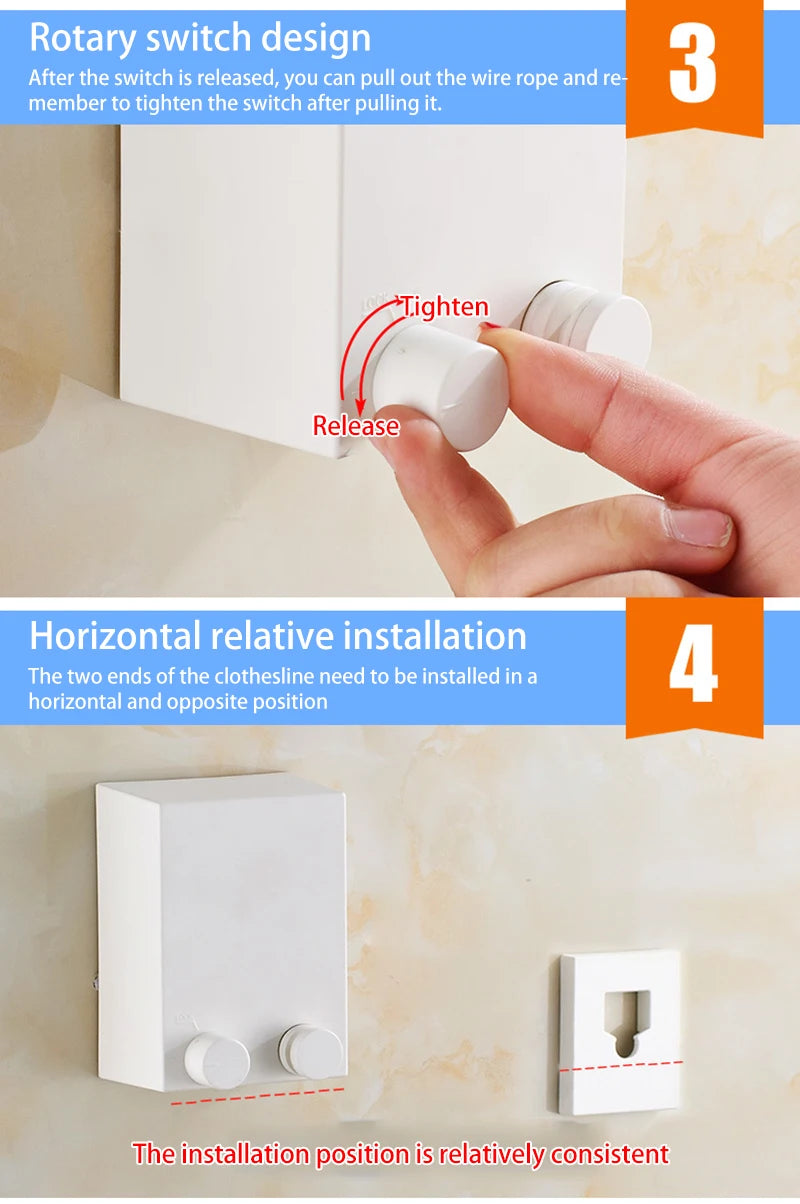 Punch-Free Retractable Clothesline Hotel Wall Hanging Clothes