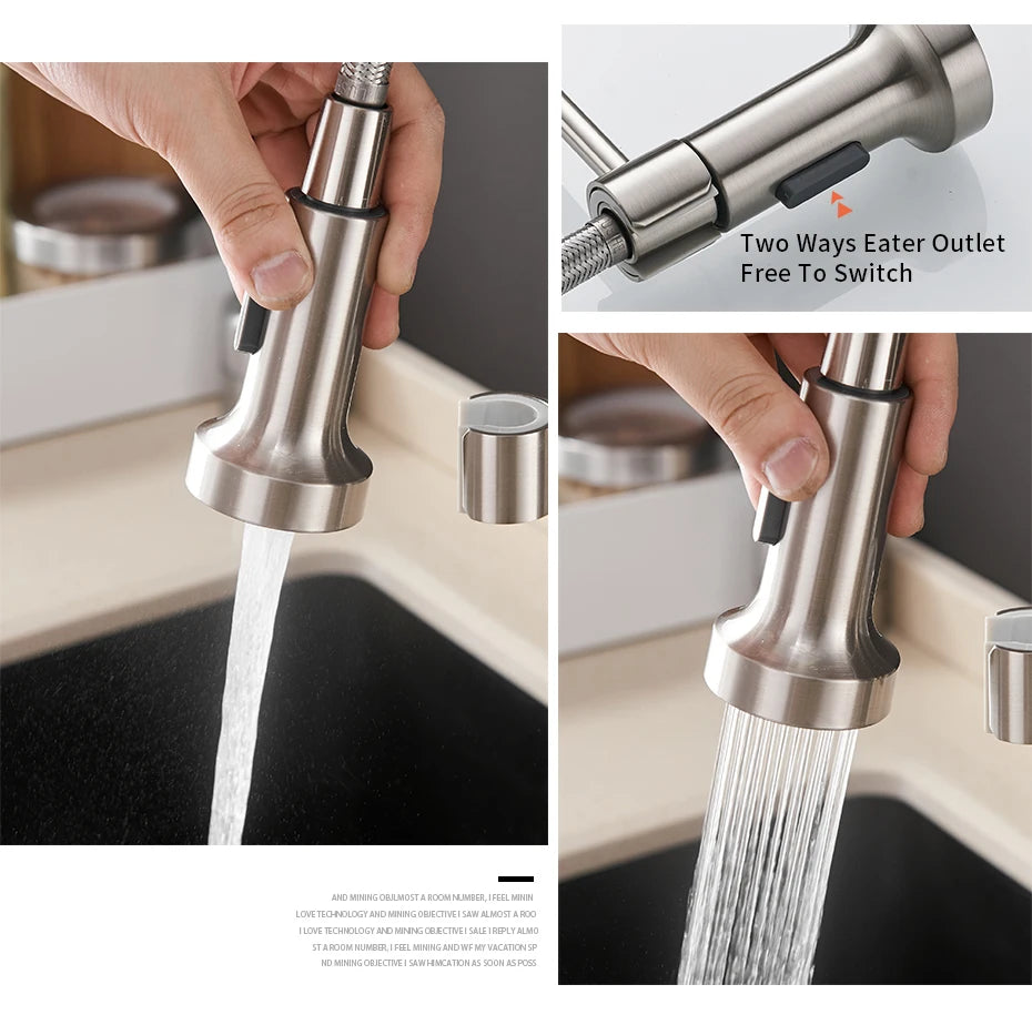 Faucets Sink Stainless Steel Handle Hole Pull Down