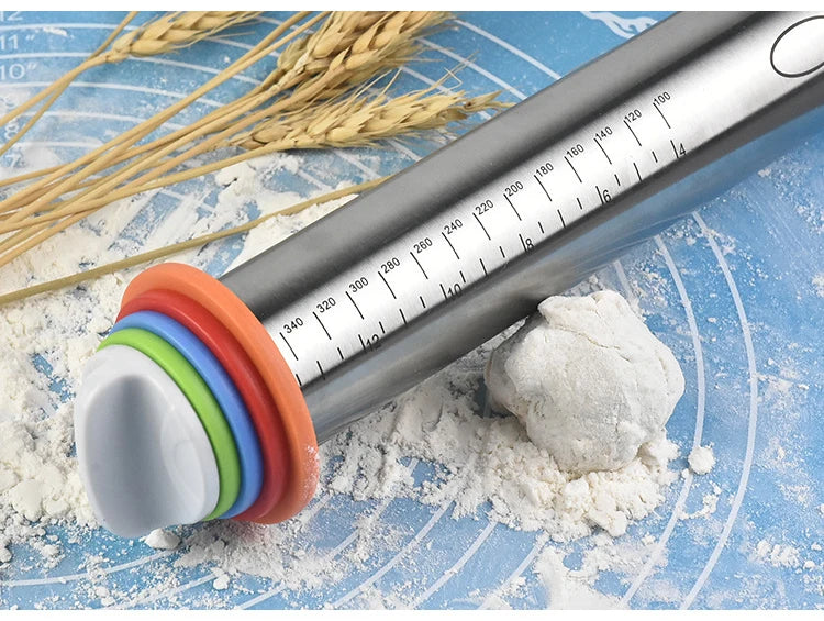 Stainless Steel Rolling Pins Silicone Baking Pastry Mat