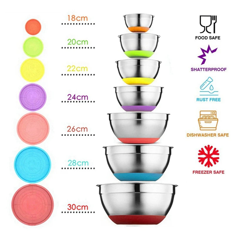 Colors Stainless Steel Mixing Bowl Lid Egg Mixer