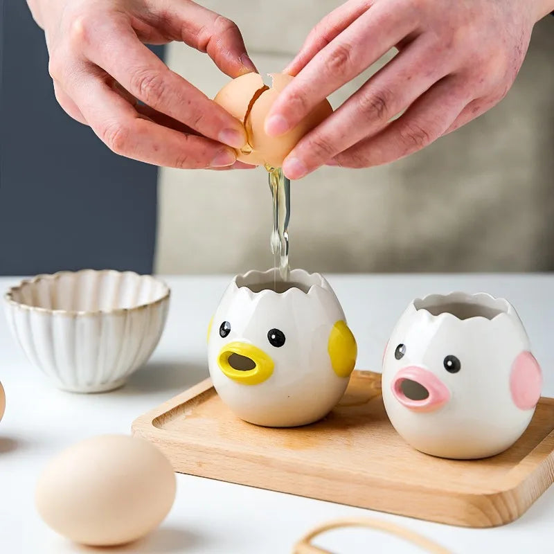 Egg White Separator Cute Chicken Ceramic Egg Yolk
